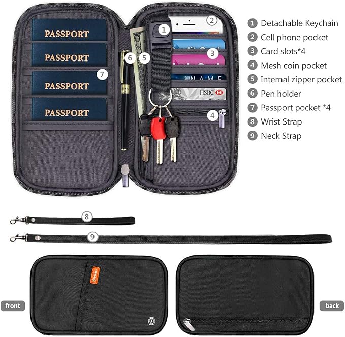 RFID Passport Wallet with Vaccine Card Slot, Family Travel Passport Holder - Image 2