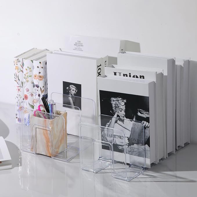 4 Pack Clear Acrylic File Sorter, Sturdy Desktop Book Folder Organizer - Image 4