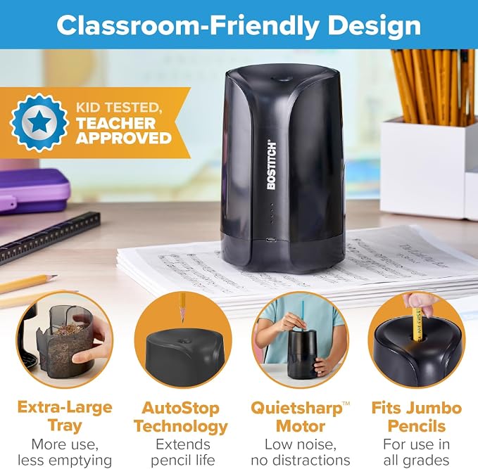 Bostitch Portable Rechargeable Battery Vertical Pencil Sharpener Helical Blade - Image 5