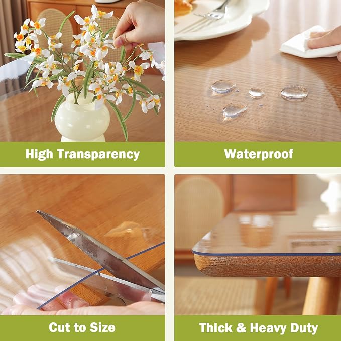 OstepDecor Clear Table Cover Protector 48 x 72 Inch, 1.5mm Thick Plastic Table - Image 4