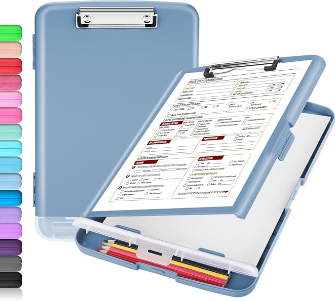 Sooez Clipboard with Storage, Clip Board 8.5 x 11 with Pen Holder, Plastic by Sooez