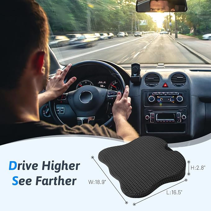 Wedge Car Seat Cushion for Better Visibility & Sciatica Pain Relief - Image 2