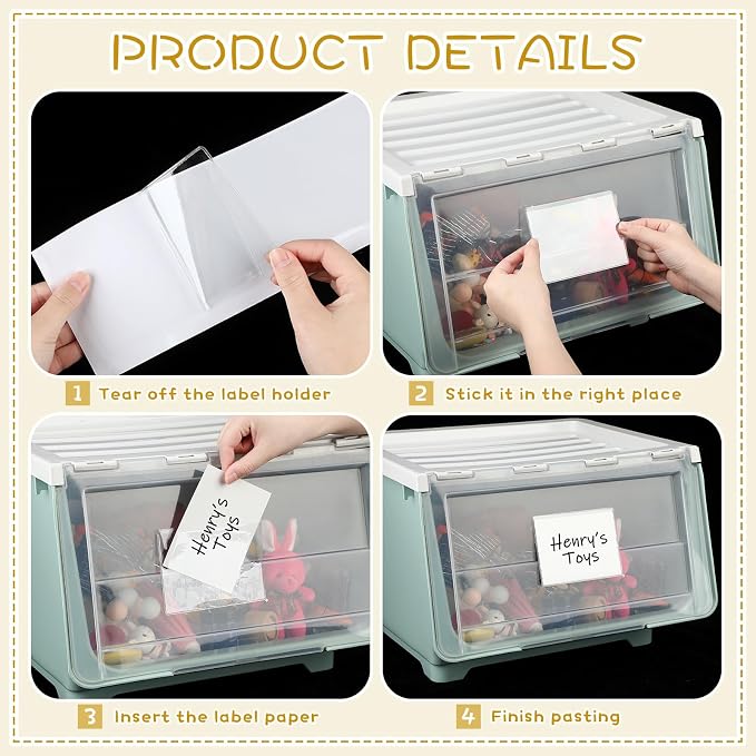 Jeyiour 100 Pcs Label Holders Adhesive Nameplate Pockets Storage Bin Labels - Image 6