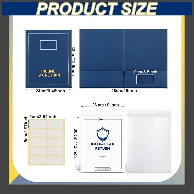100 Pcs 9 x 12'' Income Tax Return Folders, 50 Blue Income Tax Return Folders - Image 2