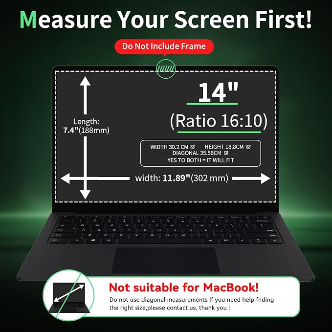 Laptop Privacy Screen 14 Inch, Laptop Screen Privacy Shield 16:10 Aspect Ratio - Image 2