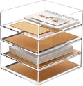 SANRUI 4 Tier Stackable Acrylic Letter Tray, 5mm Thick Clear Desk File Organizer by SANRUI