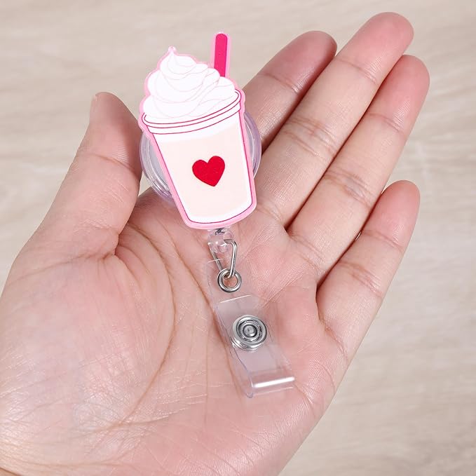 Funny Iced Coffee Nurse Badge Reel, Cute Retractable ID Badge Holder, Name Tag - Image 4