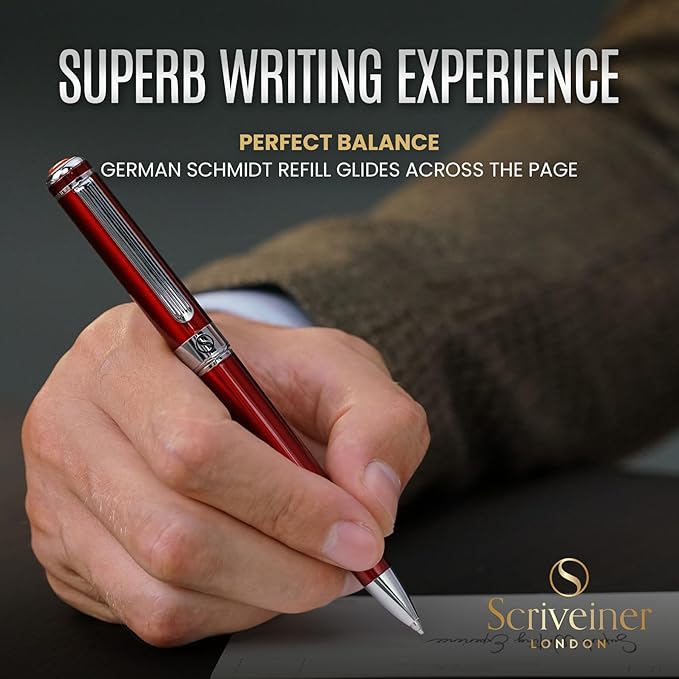 Scriveiner Personalized Deep Crimson Red Ballpoint Pen - Image 4