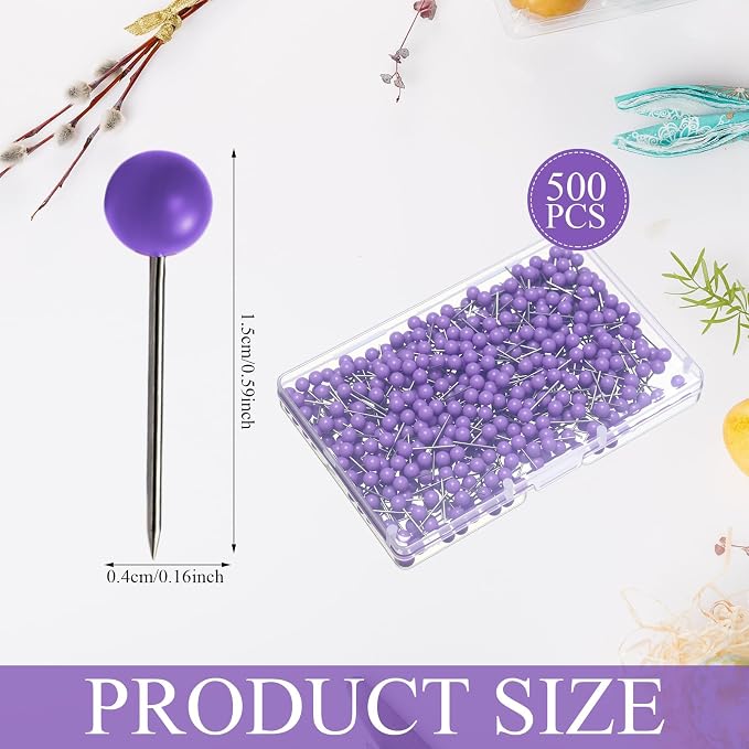 WILLBOND 500 Pack Map Push Pins Map Tacks Small Round Head Push Pins Thumb Tacks - Image 3