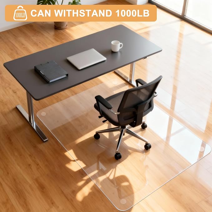 Azadx Tempered Glass Chair Mat for Carpet 46" x 60" Heavy Duty Office Chair Mat - Image 7