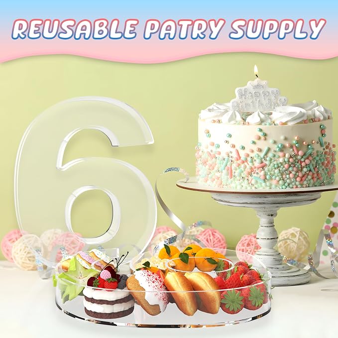 11" Acrylic Number Charcuterie Board Box, Reusable Fillable Number Cake Candy - Image 5