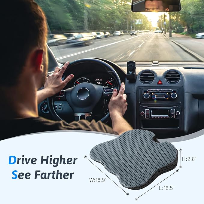 Wedge Car Seat Cushion for Better Visibility & Sciatica Pain Relief - Image 2