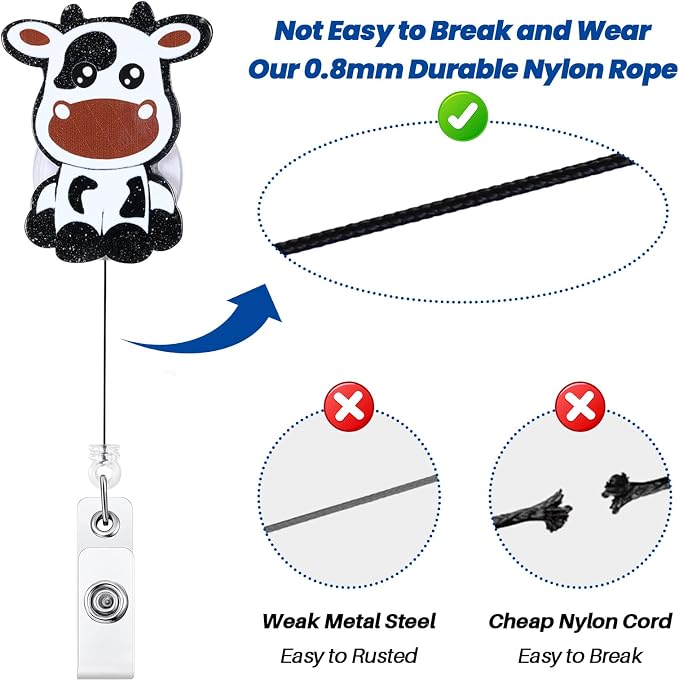 Funny Cow Badge Reel, Cute Pediatric Retractable ID Card Badge Holder, Name Tag - Image 5