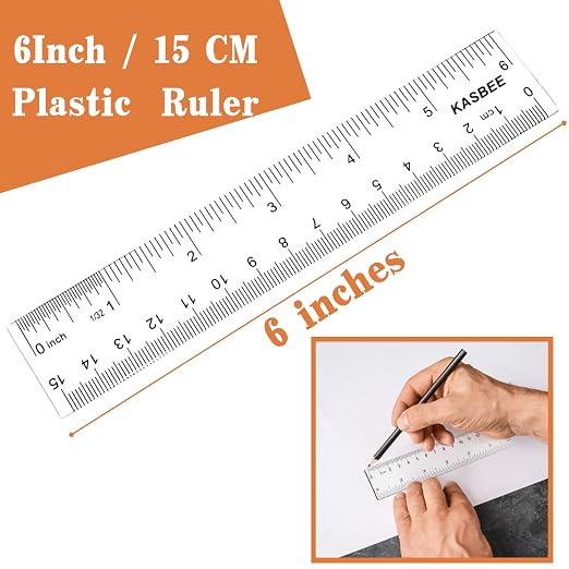 Plastic Rulers, 6 Inch Ruler, Inches and Centimeters - Image 3
