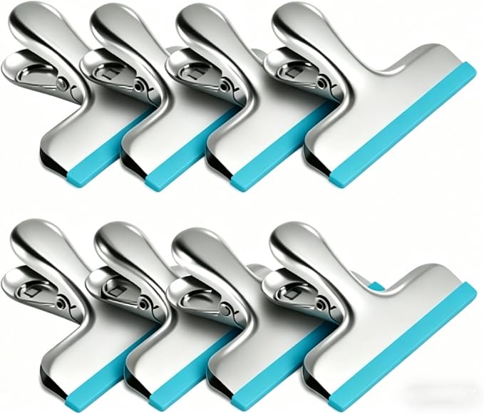 HOUSE AGAIN 8 Pack Stainless Steel Chip Bag Clips Covered by HOUSEAGAIN