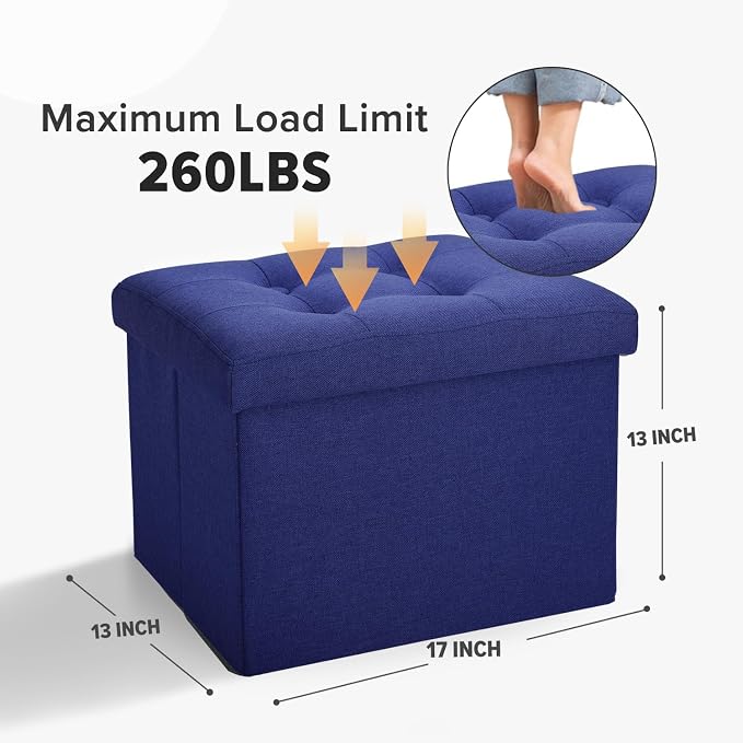 LINMAGCO Small Storage Ottoman Stool Foot Rest Stool Under Desk Stool Short - Image 2