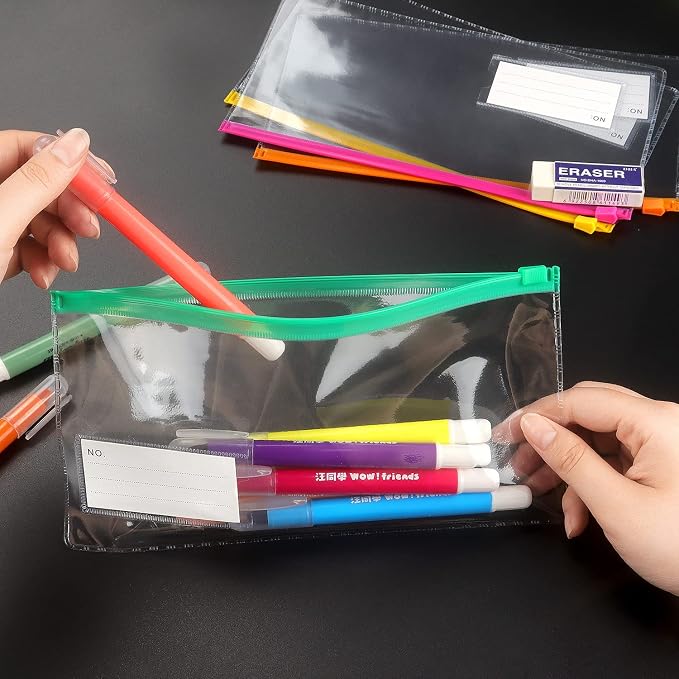 Tamaki 10 Pack Zipper Plastic Envelopes, Small Pencil Pounch, 9 x 4.7 Inch | - Image 7