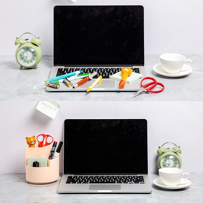 Desk Pencil Pen Holder, 3 Slots 360-Degree Spinning Organizers, Desktop Storage - Image 4