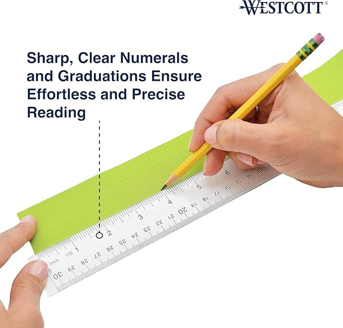 Westcott Acrylic Clear Rulers Set, Easy-to-Read Markings, Scratch-Resistant - Image 8
