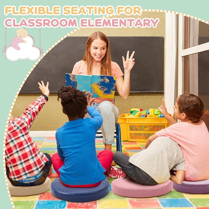 Juexica 8 Pcs Extra Thick Flexible Seating Floor Cushions Assorted Colored - Image 5