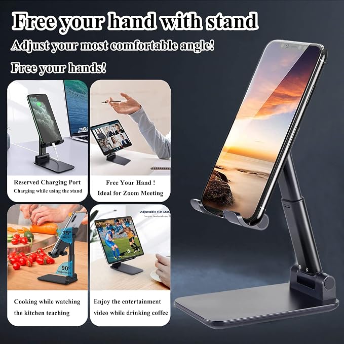 Meetuo 2 Pcs Cell Phone Stand for Desk, Adjustable & Foldable Phone Holder | - Image 6