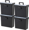 IRIS USA Slim Portable Letter/Legal File Tote Box, 4 Pack, BPA-Free Plastic by IRISUSA