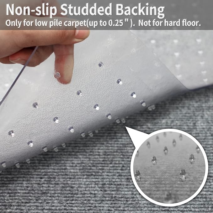 Office Chair Mat for Carpet Floors, Sturdy PVC Computer Chair Mats Anti-Slip - Image 3