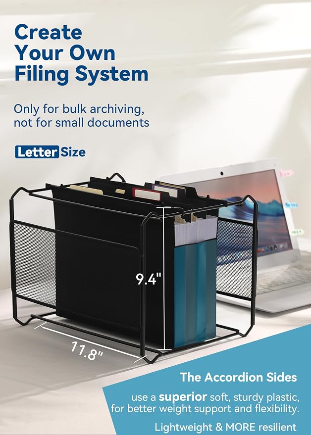 SortRax Plastic High Capacity Hanging File Folders, Side-Sealed Accordion Pocket - Image 6