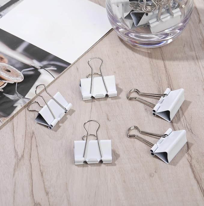 Jetec 300 Pack 1.25in/32mm White Metal Binder Clips Bulk Medium Reusable Fold - Image 7