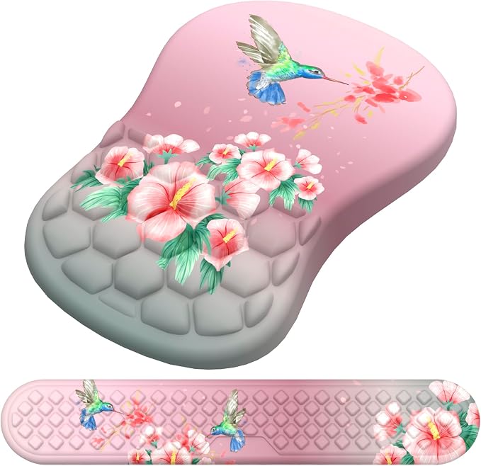 Mouse Pad with Wrist Rest & Keyboard Wrist Rest, Memory Foam by Laokiiy