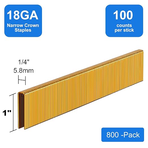 18 Gauge 1/4" Narrow Crown Staples 1" Leg Galvanized 800 Pack - Image 3