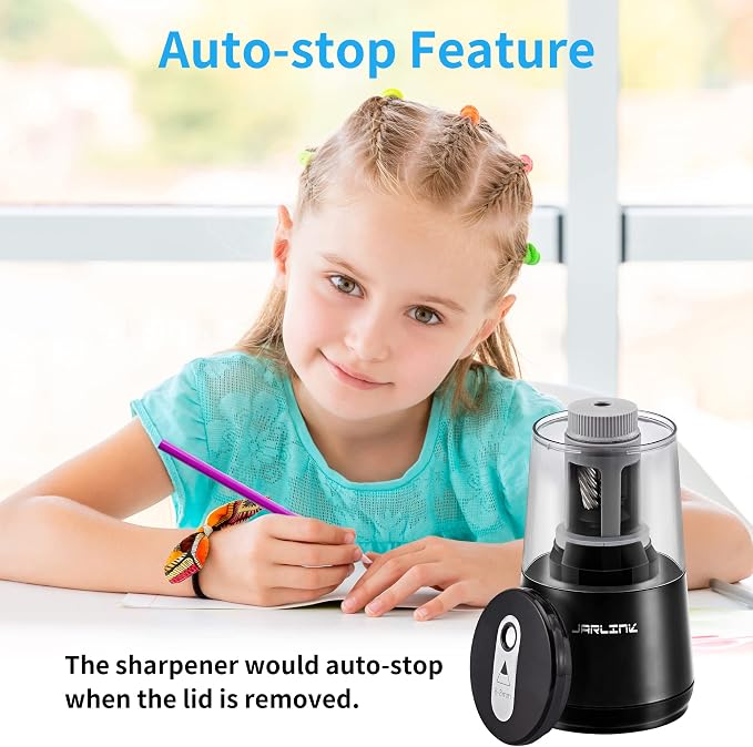 JARLINK Electric Pencil Sharpener, Heavy-Duty Helical Blade to Fast Sharpen - Image 9