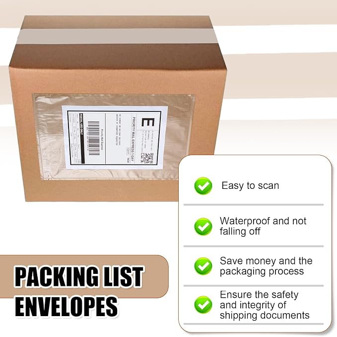 Cholemy 400 Pcs 9.5 x 12 in Clear Packing Slip Pouches Shipping Label Sleeves - Image 6