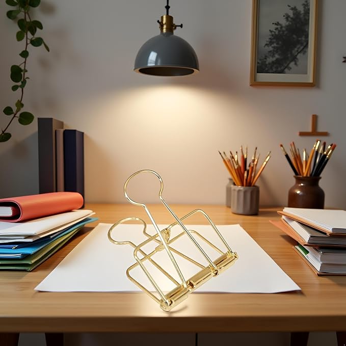 4Pcs Golden Hollow Out Long Tail Wire Binder Clips Paper Binder Clip Large 51mm - Image 7