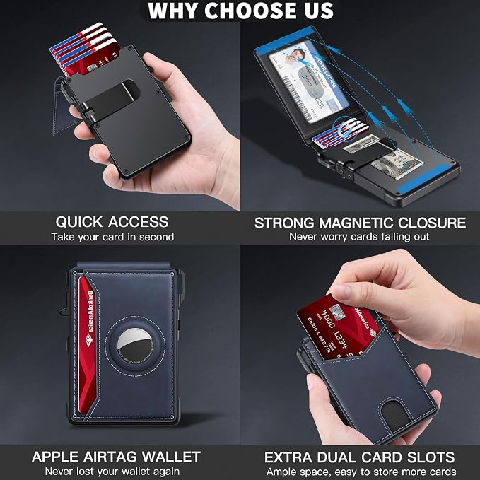 KIKVES Airtag Wallet for Men, Mens Smart Wallet for Air Tag RFID Blocking - Image 6