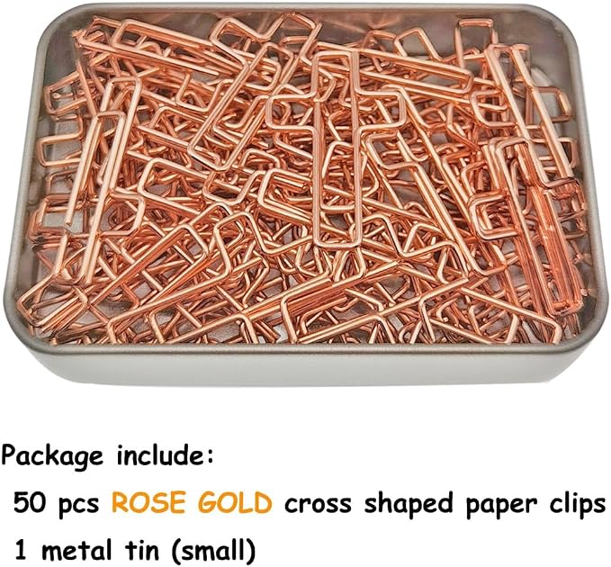 50 PCS Cross Paper Clips for Bible Study, Rose Gold Desk Accessories Christian - Image 2