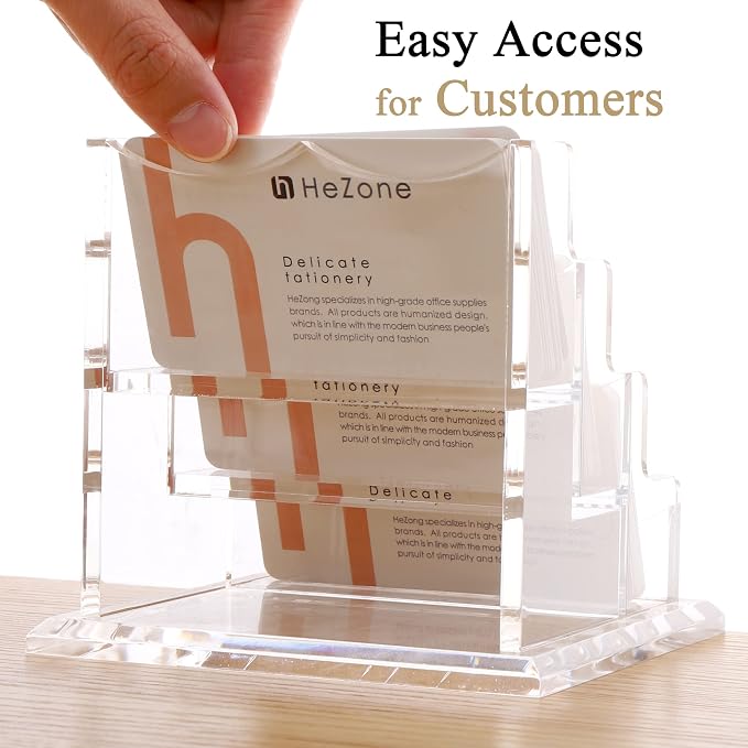 HeZone Business Card Holder for Desk 3 Slots 3 Tier, Cards Organizer for Women - Image 7