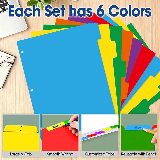 102 Pcs Colored Binder Dividers - Image 4