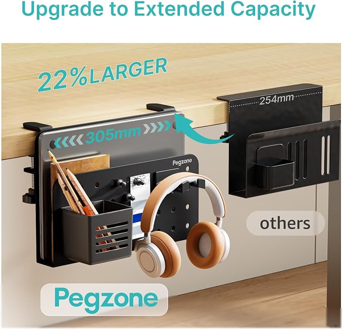 PEGZONE Desk Side Storage Organizer, No Drill Under Desk Laptop Holder - Image 5
