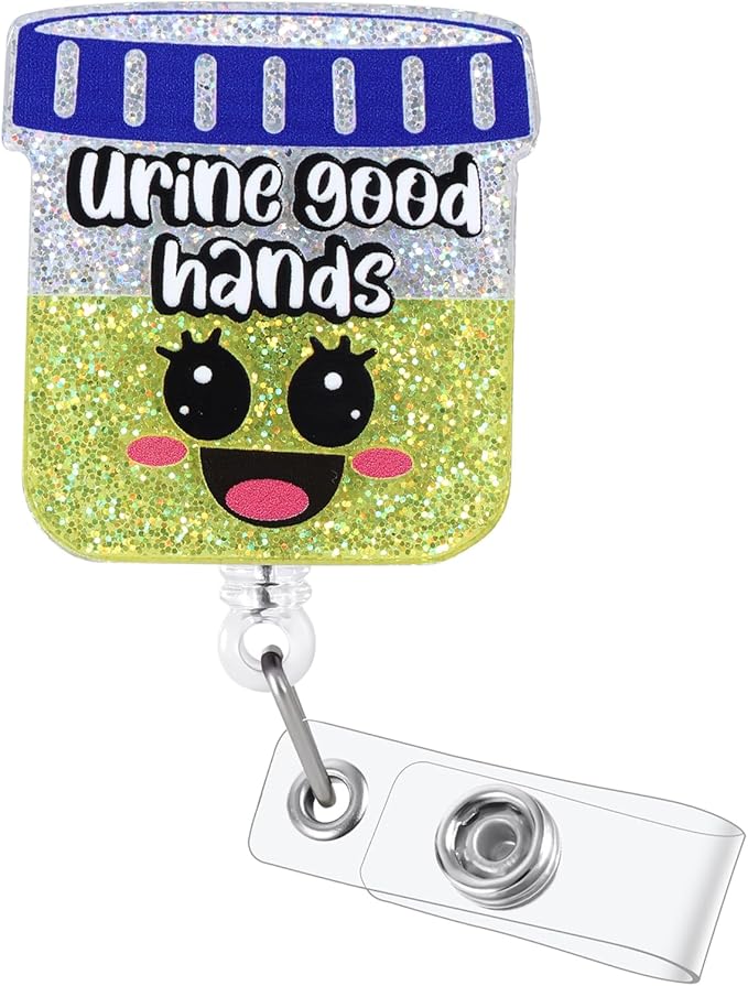 Urine Good Hands Funny Badge Reel, Cute Urology Retractable ID Card Badge Holder by BEZTN