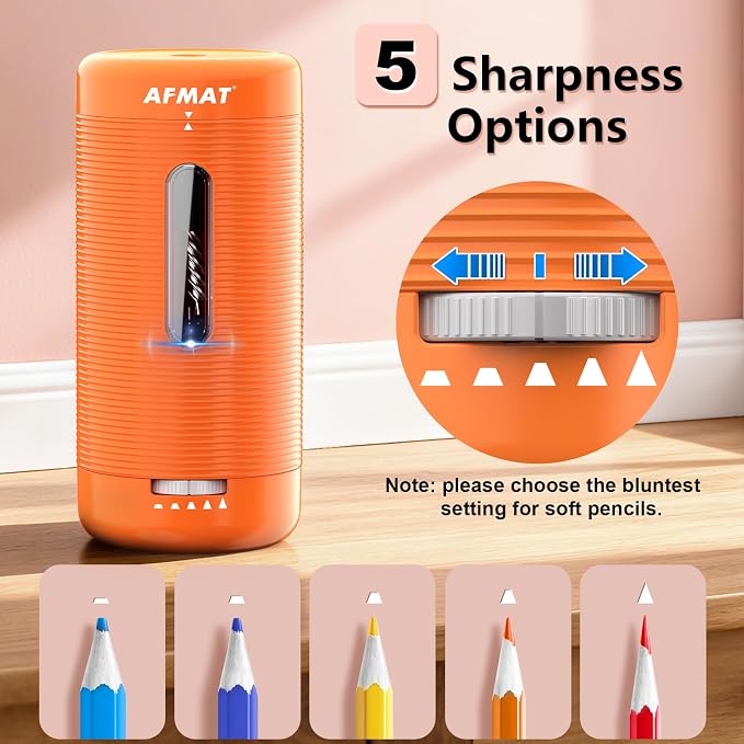 AFMAT Electric Pencil Sharpener, Fully Automatic Pencil Sharpener, Auto in & Out - Image 5