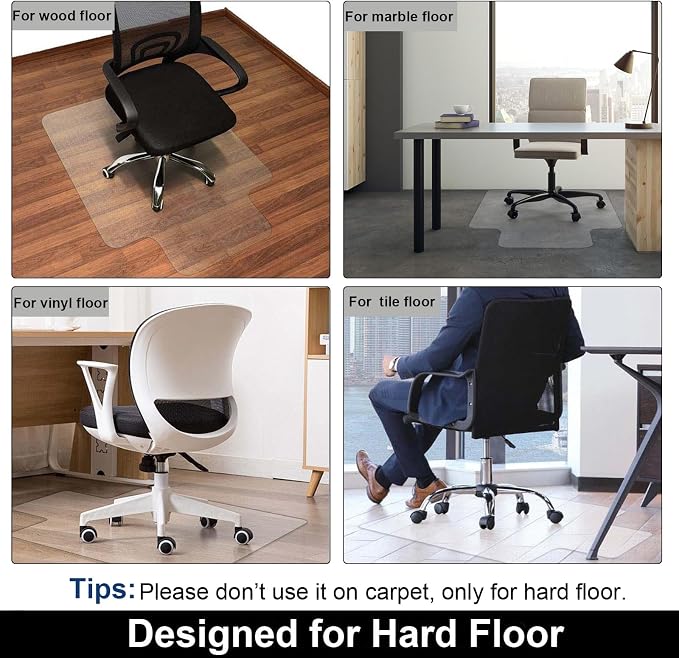 AiBOB Office Chair Mat for Hardwood Floor, Heavy Duty Desk Mat, No Curling - Image 2