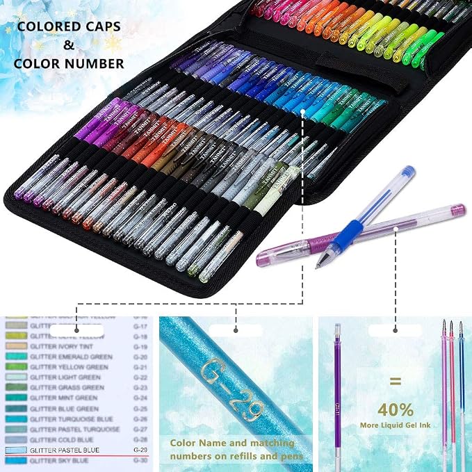 TANMIT Glitter Gel Pens, 160 Pack Glitter Pen - Image 2