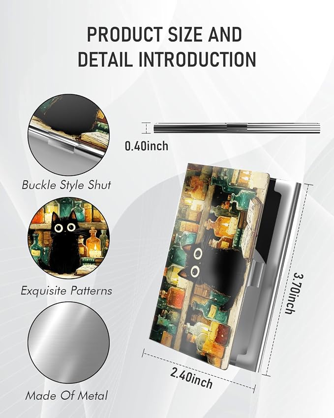 Business Card Metal Slim Organizer, Professional Stainless Steel Square Pocket - Image 3