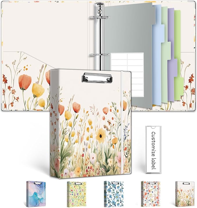 Mini Binder Organizer for 5.5" x 8.5" Paper ，1 Inch 3 Ring Binder by KLLVE