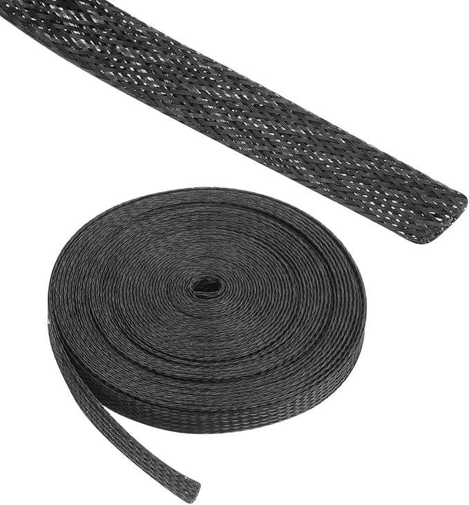 25ft PET Expandable Wire Loom 3/8 Inch, PET Braided Wire Sleeving Cable by Rebower