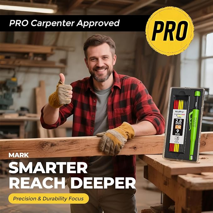 Nicpro Carpenter Pencil with Sharpener, CP3000 Carpenter Mechanical Pencils - Image 6