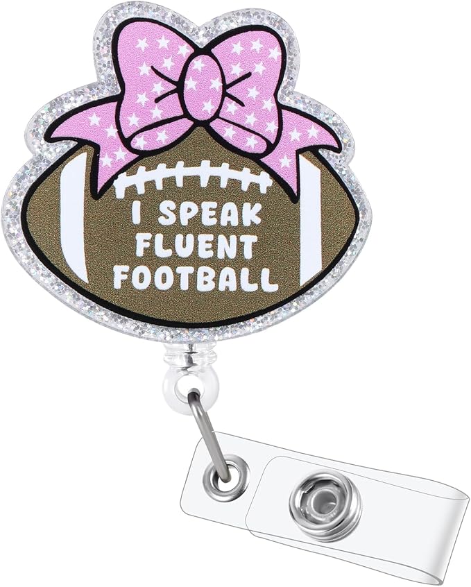 Funny Girly Football Badge Reel, Cute ID Badge Holder by BEZTN