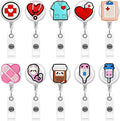 10 Pack Nurse Badge Reel Holder Retractable Nursing ID Badge Reels Cute by YEALQUE