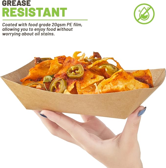 ZORRITA Paper Food Trays, 3 Lb, 100 Pack, Disposable | Kraft Paper Taco Holder - Image 4